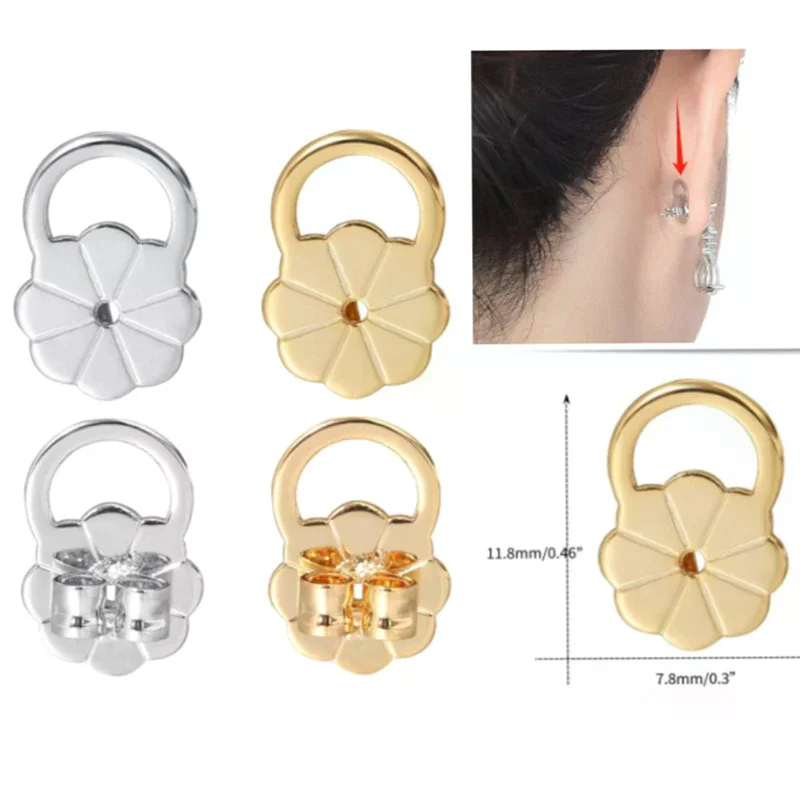Earring Lifters For Heavy Studs Secure Ear Back Stoppers Prevent Earrings From Tilting Plum Blossom Ear Plug Caps Accessor 2Pcs