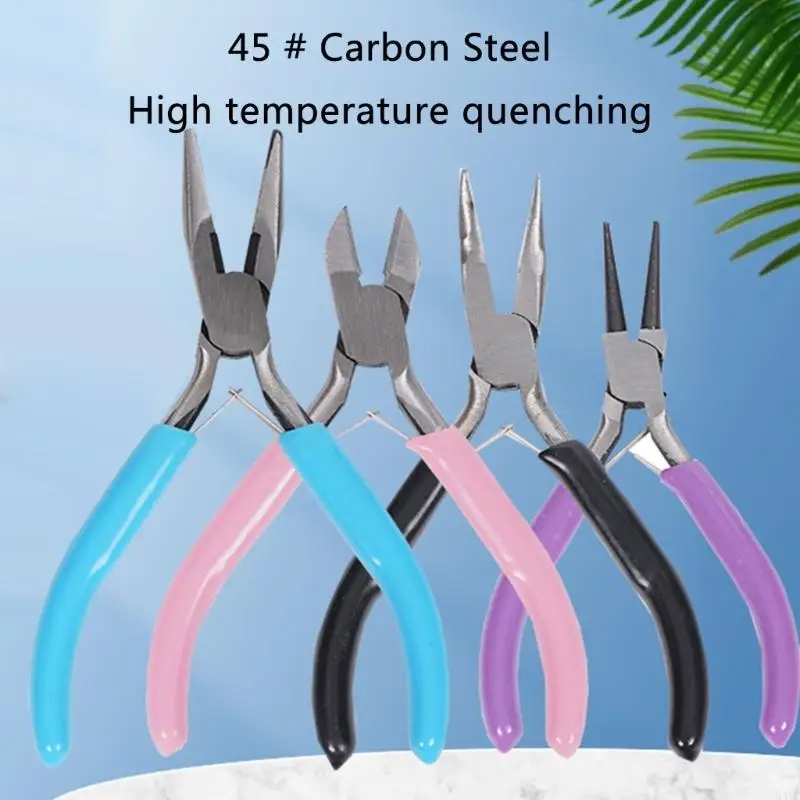 M4YC 4PCS 인체 공학적 핸들 보석 플라이어 와이어 굽힘 펜더 와이어 모양의 펜치 구슬 플라이어 공예 및 보석 제작