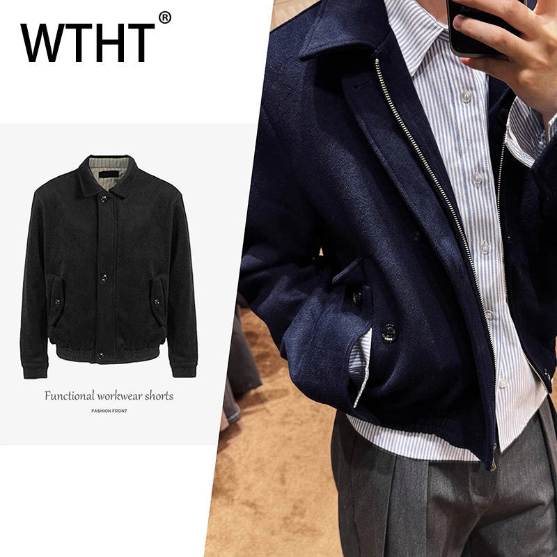 

WTHT Trendy Men's Solid Color Loose Turn Down Collar Coats Fashion 2025 Autumn Zipper Single Breasted Jackets Mlae 2A2387