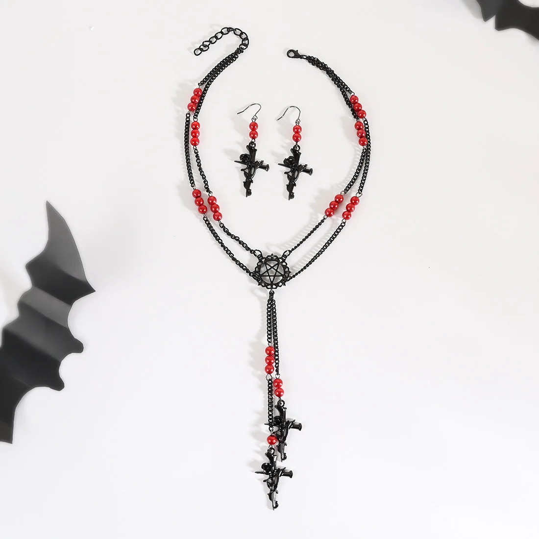 DIY accessories Halloween rose cross choker trend punk style long chain pendant collarbone chain NK25170