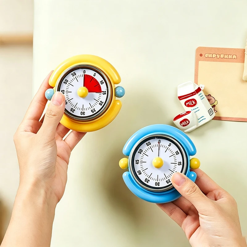 60Min Mechanical Kitchen Timer Magnetic Visual Countdown Clock Battery Free Timer Alarm for Home Cooking Baking School Teaching