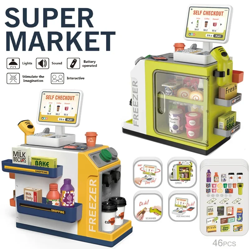 

Children's Supermarket Sales Shopping Swipe Card Scan Cashier Guojia Supermarket Toys