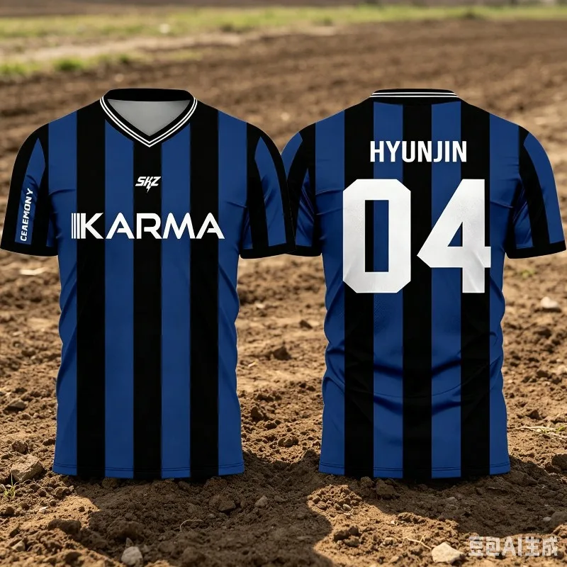 Karma Hyunjin Soccer Jersey 3D Quick Dry T-Shirt for Men Women