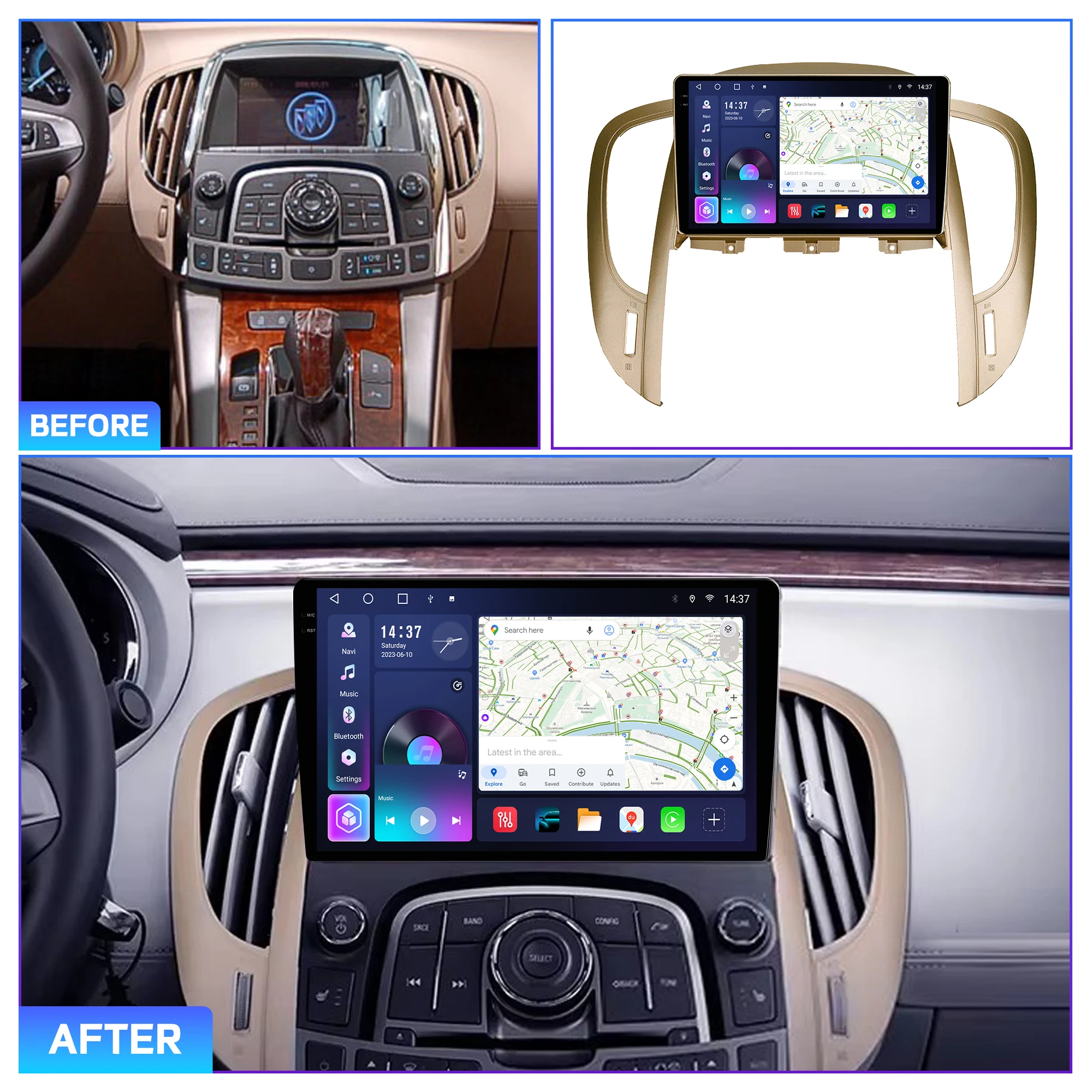 Penhui Android Car DVD Player 2 Din for Buick LaCrosse 2009 - 2013 Multimedia Screen with DSP, Bluetooth, Audio & CarPlay