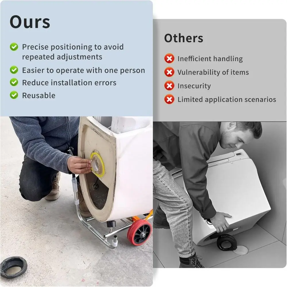 

Sturdy Toilet Cart Jack Heavy Duty Foldable Toilet Lifter Easy to Use Labor Saving Toilet Transport Lift Installing Toilets