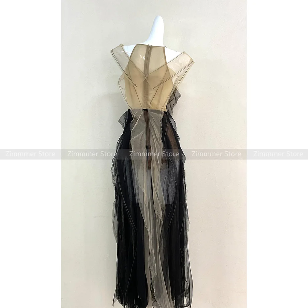 Vietnam niche 2024 summer new light yarn three-dimensional flowers irregular draping dresses