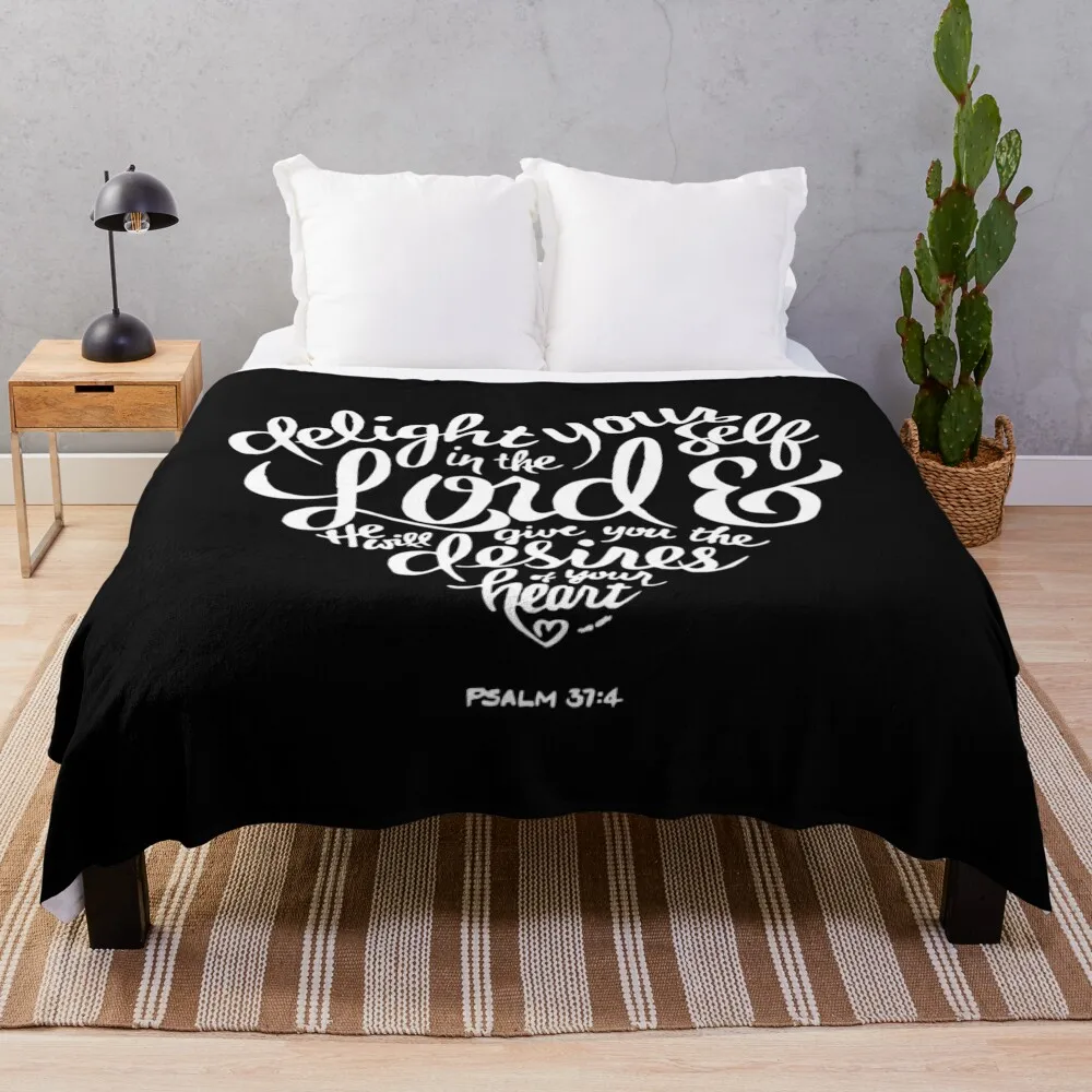 Bible Verse Delight yourself in the Lord Psalm 37:4 Throw Blanket Designers Soft Beds Bed covers Blankets