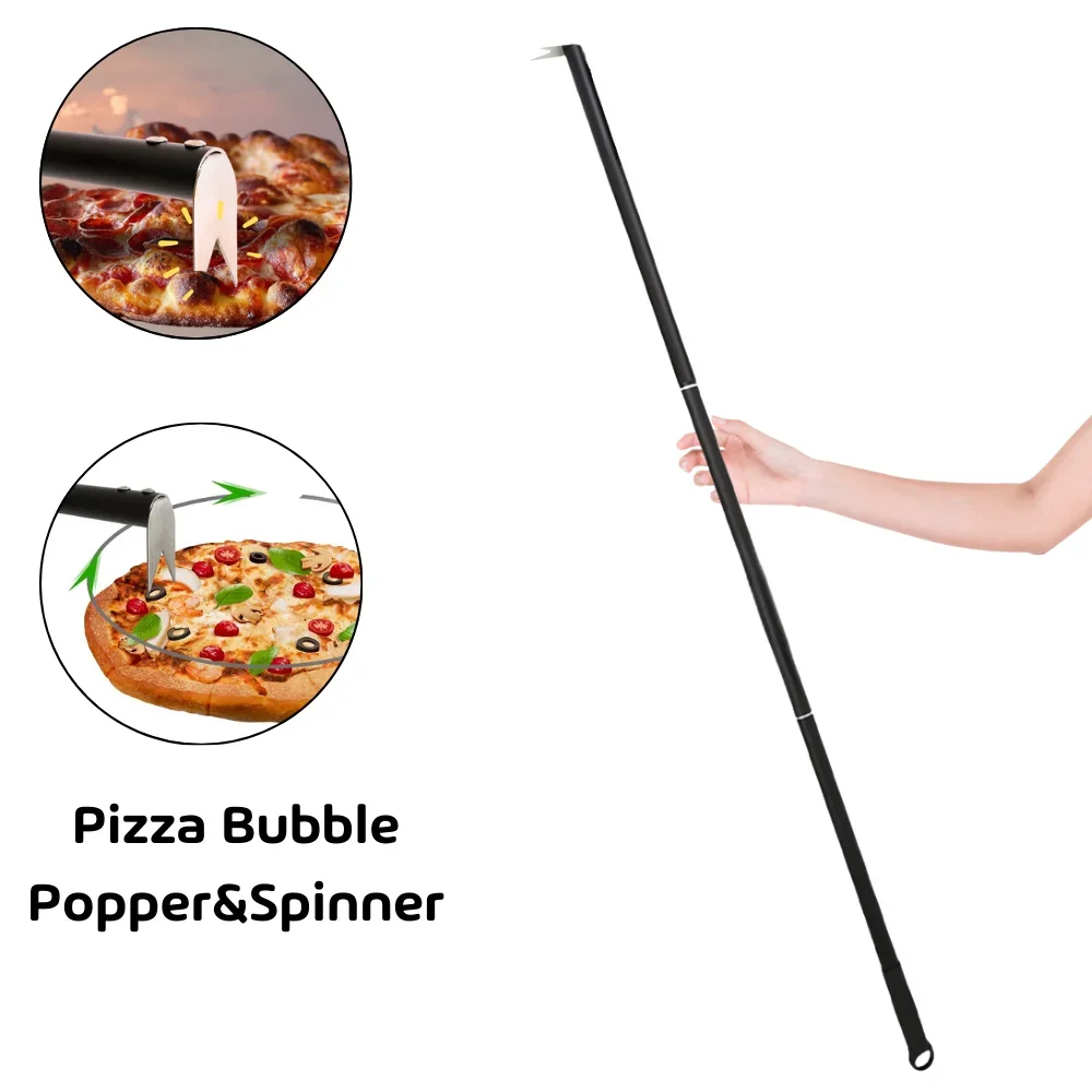 Pizza Bubble Popper& Pizza Fork Pizza Spinner Turning Tools Utensils Kitchen Aluminum Alloy BBQ Tool for Turning Fork