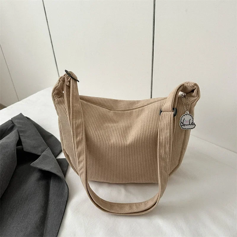 Corduroy Lazy Wind Everything Japanese Literary Single Shoulder Crossbody Student Casual Korean Female Simple Dumpling Bag