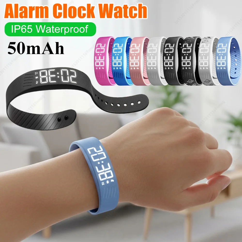 

Вибрационный браслет-будильник, водонепроницаемые часы с бесшумной вибрацией и счетчиком шагов для глубокого сна, для мужчин и женщин