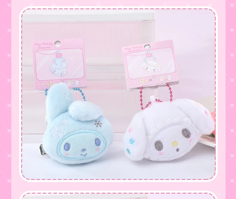 Original Sanrio My Melody Niedliches Mädchen-Plüschtier Anime Stofftiere Zweiseitige Haarspange Accessoires Hüte Schals Taschenanhänger Geschenk – Detail 11