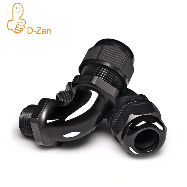 M16 Cable Gland, 90 Degree Waterproof IP68 Nylon Joint Adjustable Locknut for 6mm-10mm Dia Cable Wire