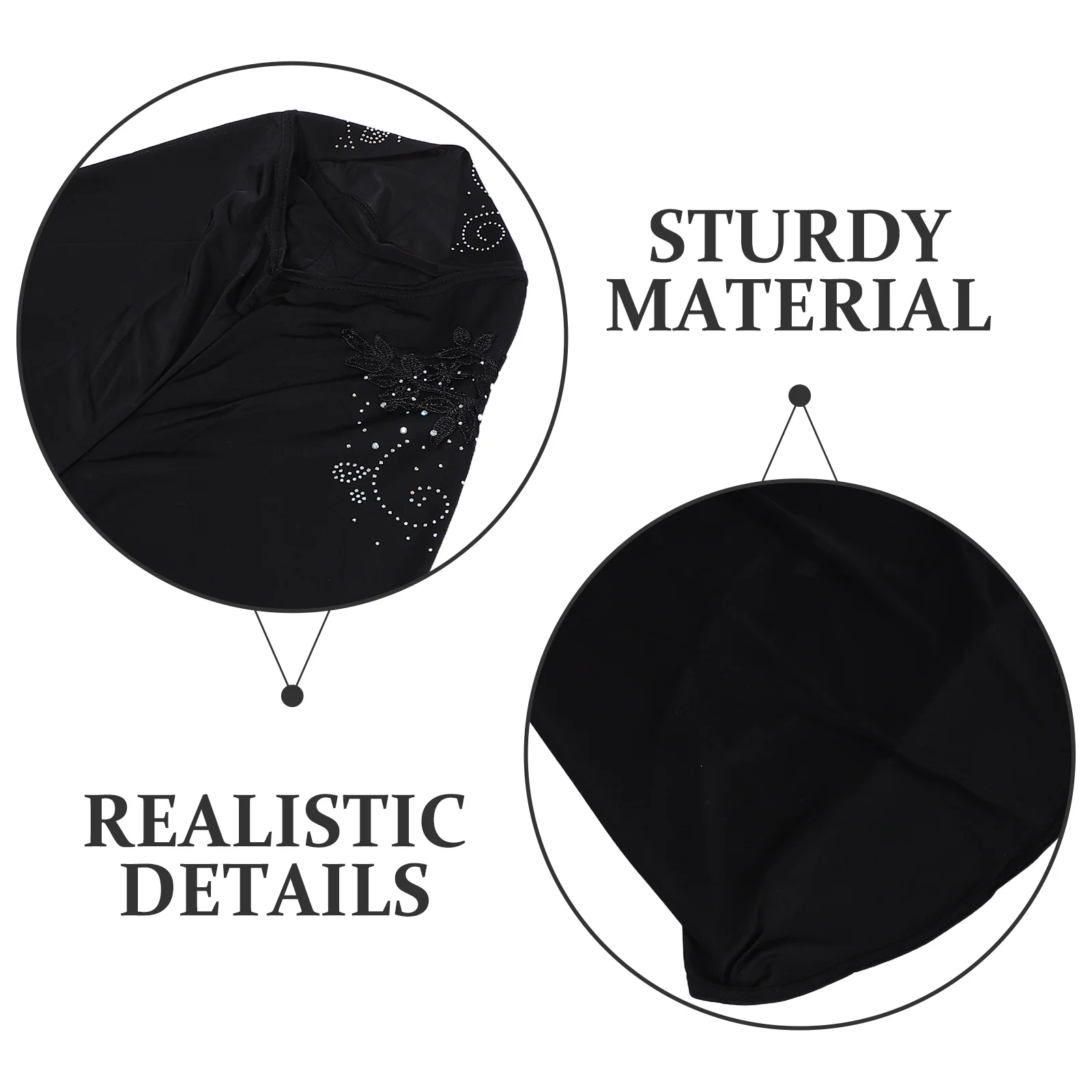 الحجاب الأسود عقال حجر الراين مزين الحجاب متواضع مسلم الحجاب التفاف للنساء الأحداث الرسمية الحجاب الأسود للجنازة #6