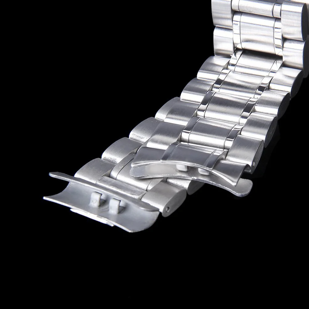 Stainless Steel Link Watch Bands: Curved Ends 22mm Metal Watch Band Strap Replacement Bracelet with Spring Bars