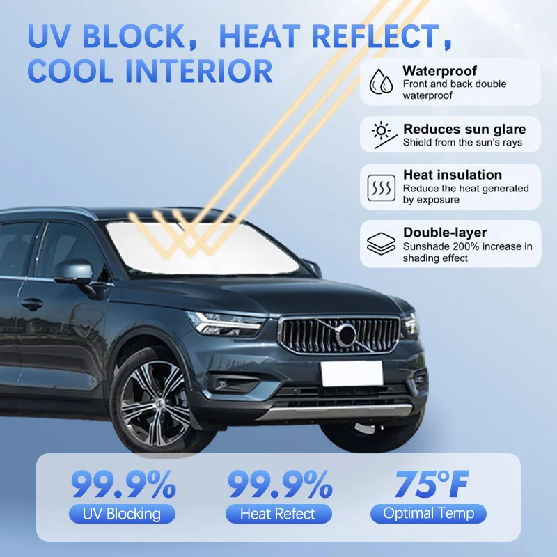 

Car Windshield Sun Shade For Volvo XC40 XC90 S90 C30 V70 V90 Sunshade Sun Visor Protector Blocks UV Rays Summer Car Accessories