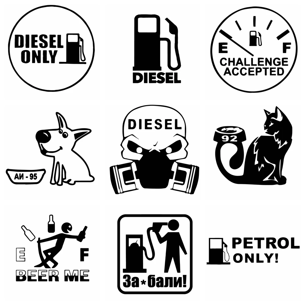 Funny Diesel Fuel Tank Cap Car Stickers Cover Scratches Cartoon Window Decal For Motorcycle Vw Bmw E46 Ford Focus