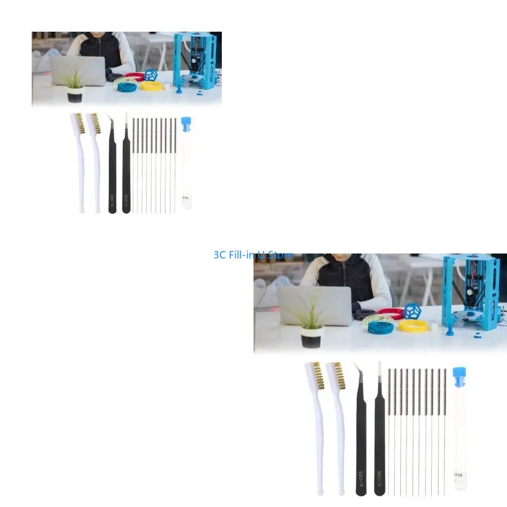 

G8TA 15 шт. набор для очистки сопел 3D-принтера 0,2/0,25/0,3/0,35/0,4 очиститель игольной щетки