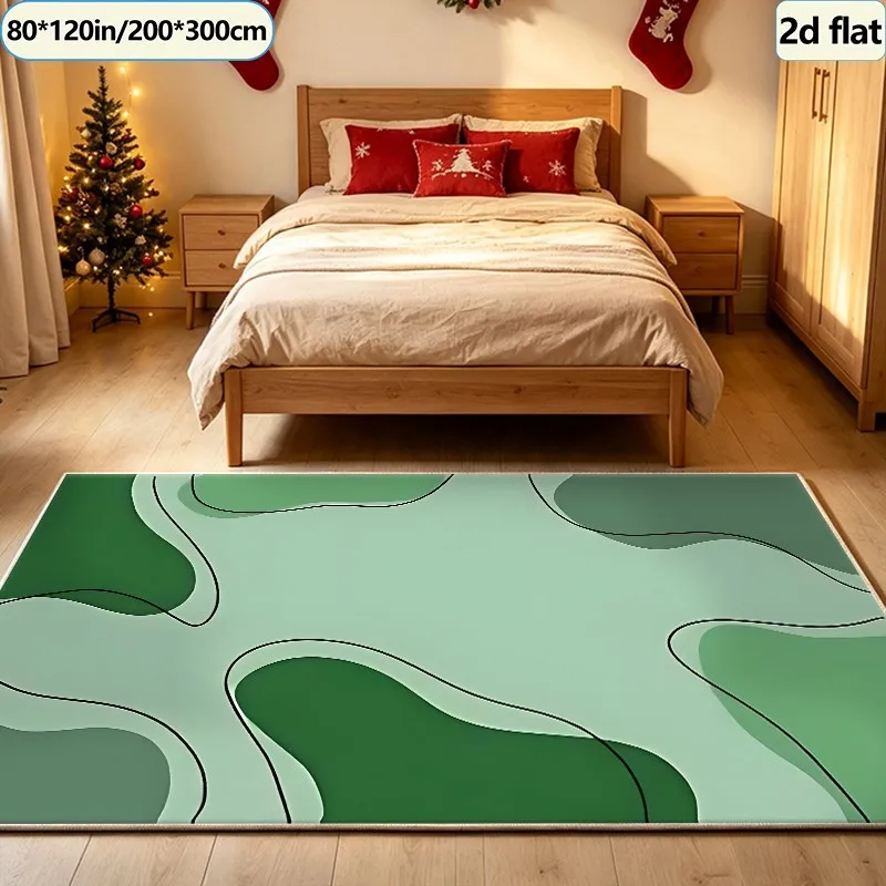 Sage Green and Black Lines Abstract Spot Shape Carpet, Minimalist Aesthetic Carpet, Suitable for Living Room, Bedroom, Home Floor Decoration