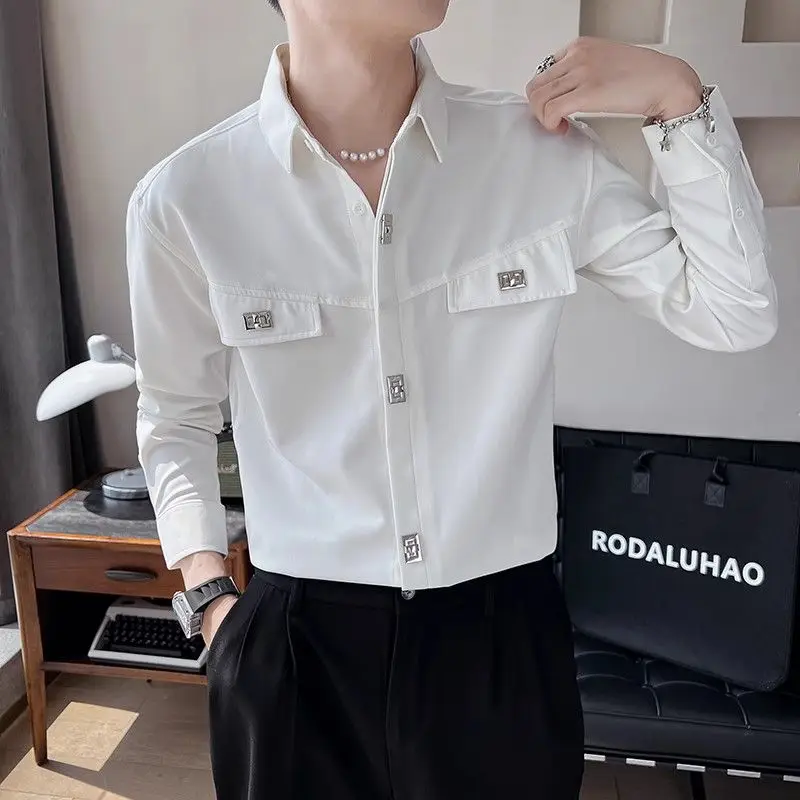 

Men's Long-sleeved Spring High-end Men's Fashion Brand Design Niche Tops and Shirt Set