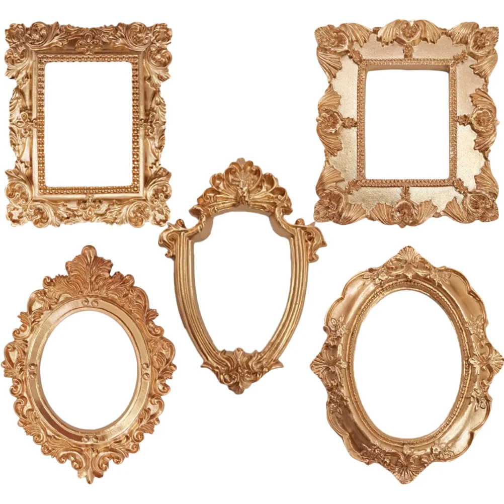 

Mini Gold Frame Photo Rotating Display Stand Picture Vintage Decor Tabletop Easel