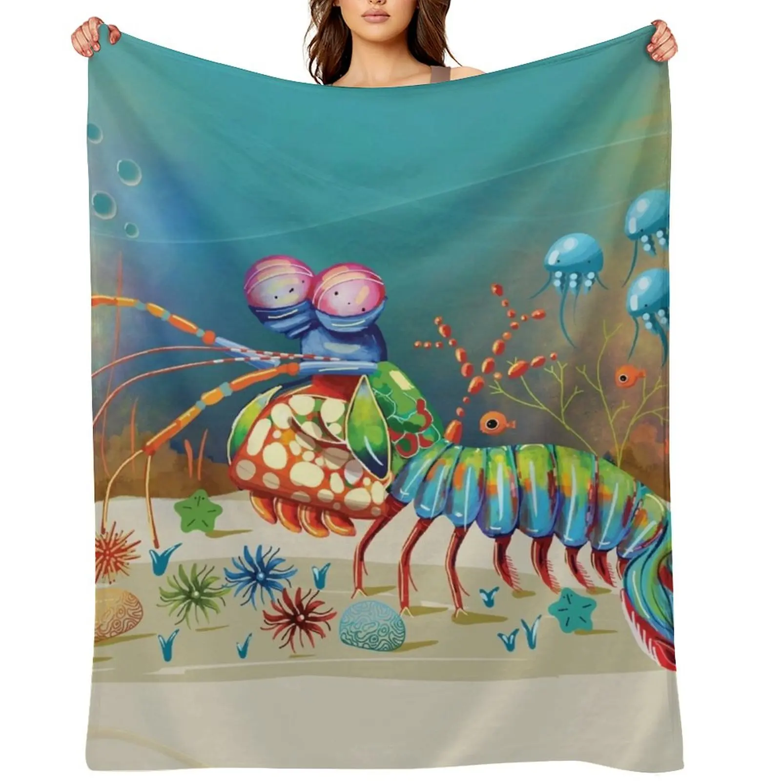 

Peacock Mantis Shrimp Throw Blanket for sofa cosplay anime Decorative Sofa Weighted Blankets