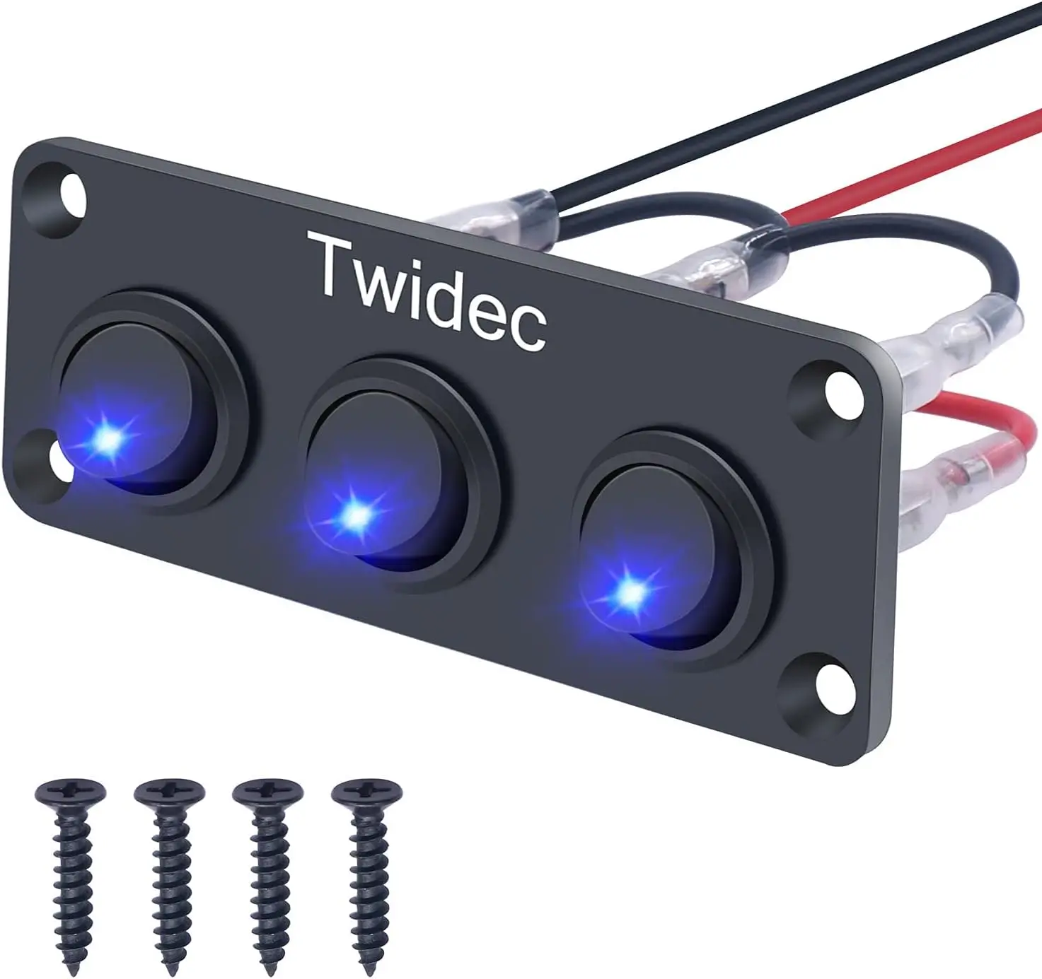 

3 Gang Rocker Toggle Switch Panel with Blue LED Light 12V DC 20A SPST ON/OFF for Car Boat Truck