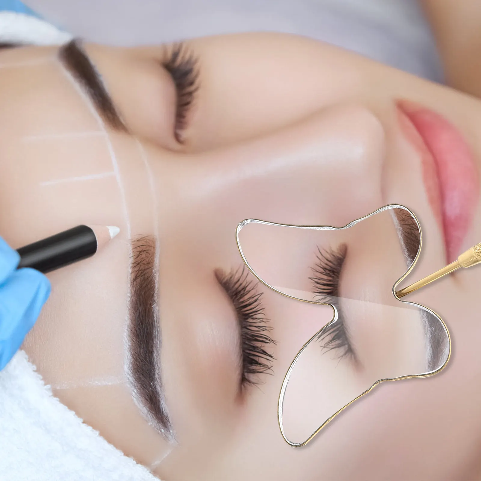 Stainless Steel Eyelash Mirror Butterfly Shape Non-Slip Handle Removable Design Lash Extension Tool Salon Eyelash Check Mirror