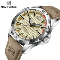 NAVIFORCE Reloj Popular de alta calidad para Hombre, relojes de pulsera de cuarzo con banda de cuero de lujo para negocios, Reloj deportivo informal para Hombre