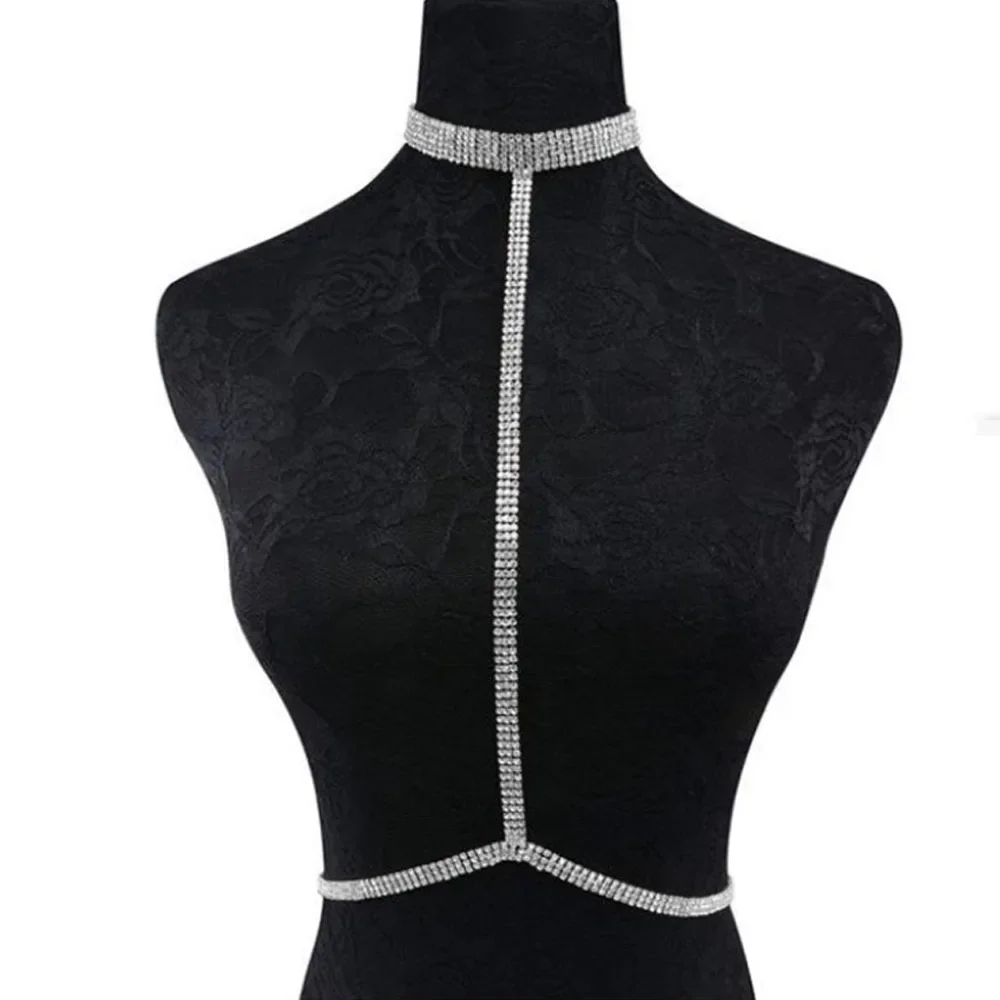 Stonefans Sexy Rhinestone Bralette Body Harness Jewellery for Women Statment Crystal Chains Breast Body Necklaces Belt Jewelry