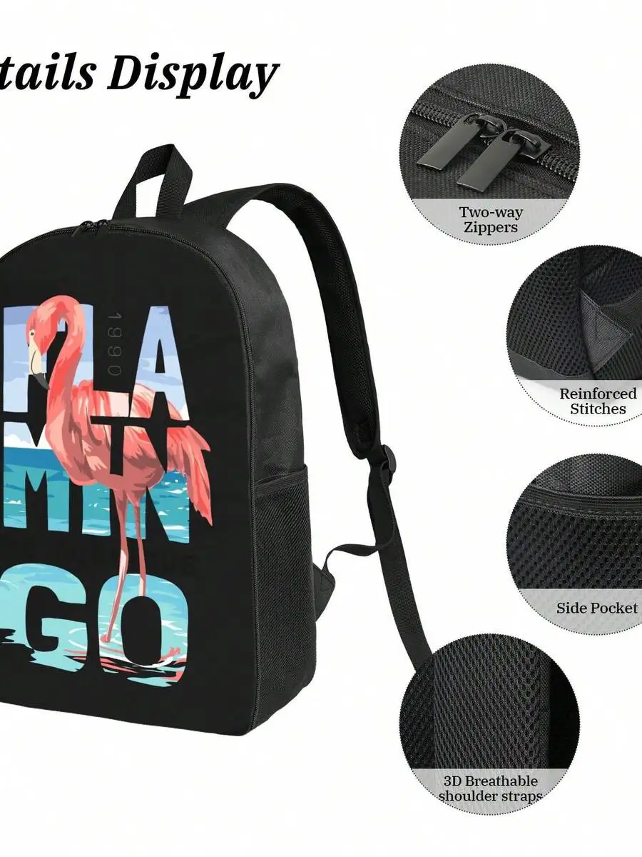 Flamingo Graphic Backpack For Travel Work School Adult Unisex