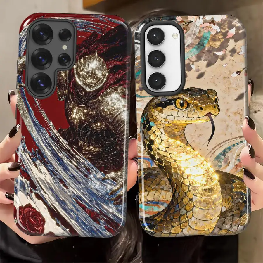 Art Samurai Red Rose Phone Case for Samsung Galaxy S26 Ultra S25Ultra S24 Ultra A16 A56 S23 A36 S20 FE A26 Soft Cover Capa