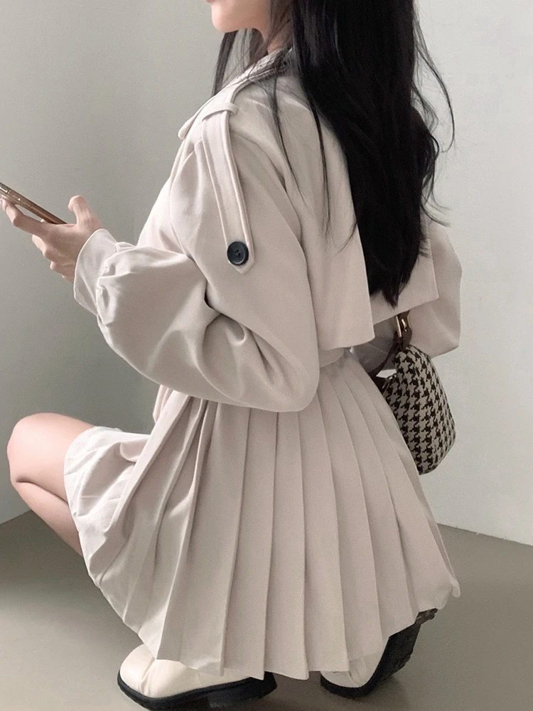 

Женское модное корейское пальто-кокон А-силуэта с завышенной талией, поясом, длинными рукавами и одной пуговицей, весна-осень