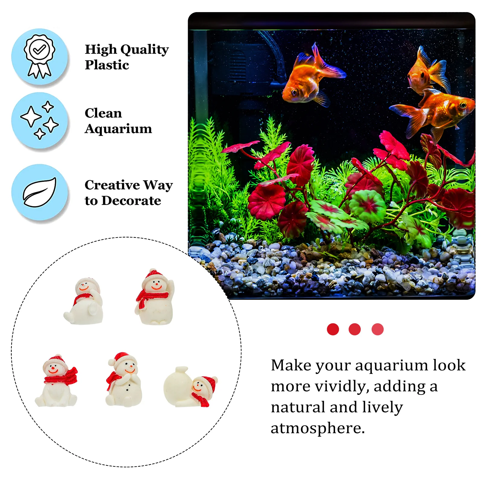 

5Pcs Snowman Resin Aquarium Decor Christmas Themed Fish Tank Ornament Durable Eco Tank Landscaping