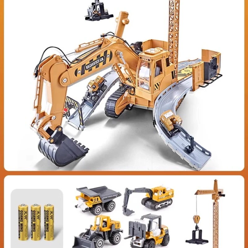 

Children's alloy excavator toys, construction vehicle sets, mixing, bulldozing, hooking machines, cranes, cars