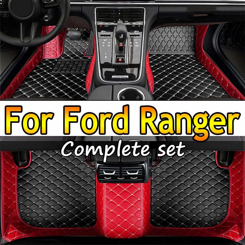 Leather Car Floor mats for Ford Ranger 2020 2019 2018 2017 2016 2015 2014 2013 2012 Carpets Rugs Pads Interior Parts Accessories