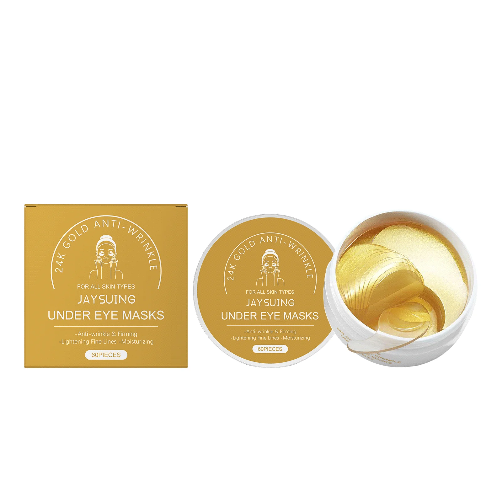 

24k Gold Under Eye Patch 60 PCS Eye Mask Anti-Aging Removing Dark Circles Puffiness Reducing Wrinkles Moisturizing Firm Eye Skin