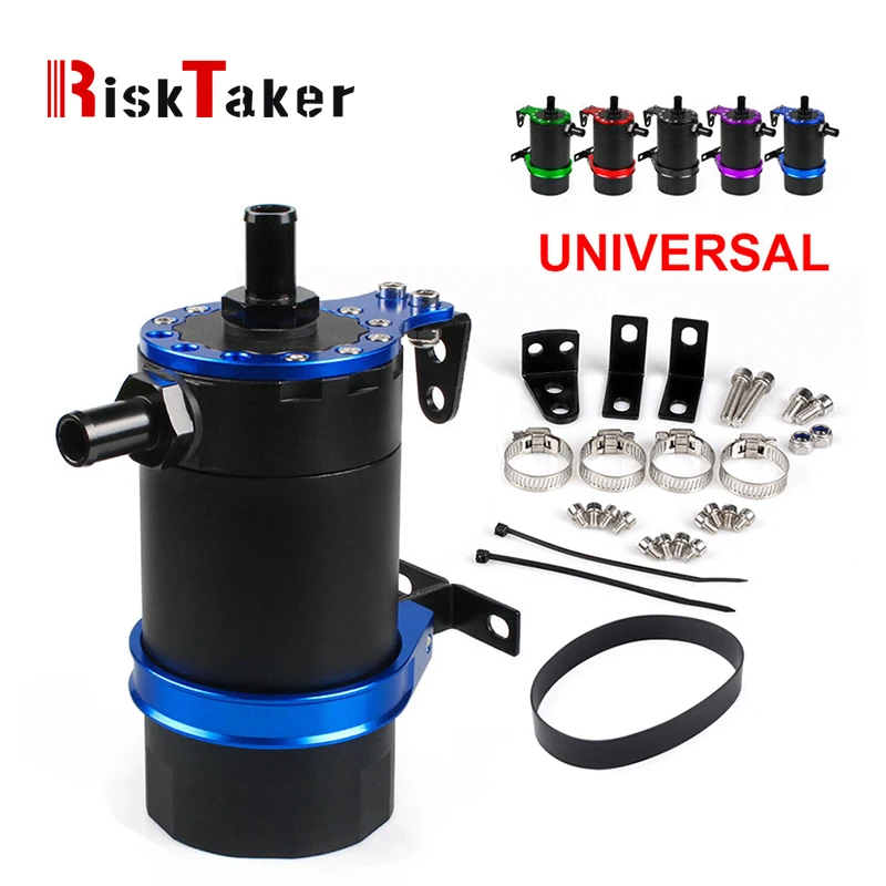 

Car Accessories Baffled Aluminum Oil Catch Can Resevoir Tank Kit Oil Tank Red Blue Black
