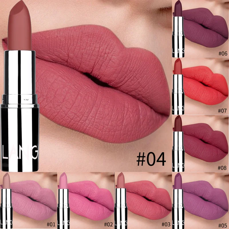 8 Colors Matte Bullet Lipstick Waterproof Long-Lasting Velvet Lipstick Easy To Wear Nude Nutritious Makeup