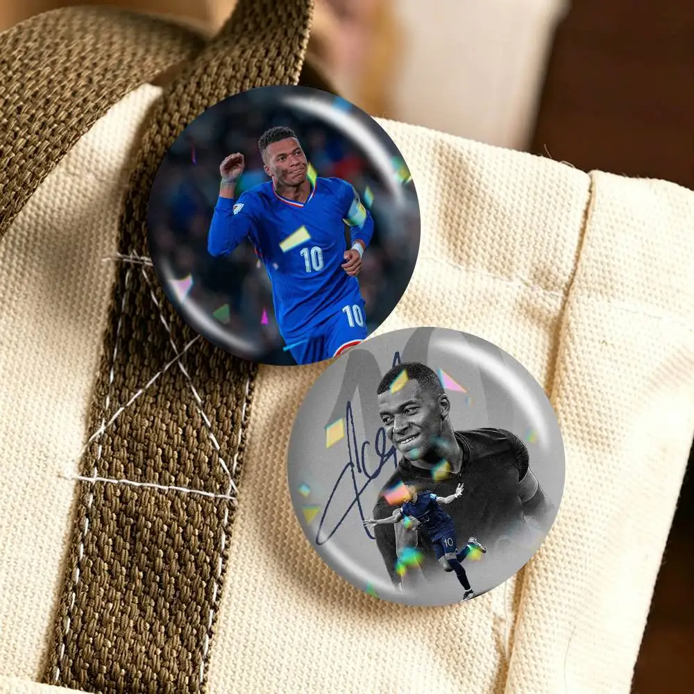 Football star Kylian Mbappe  25mm 32mm 44mm 58mm 75mm Brooches Badges Pins for Accessories Gift