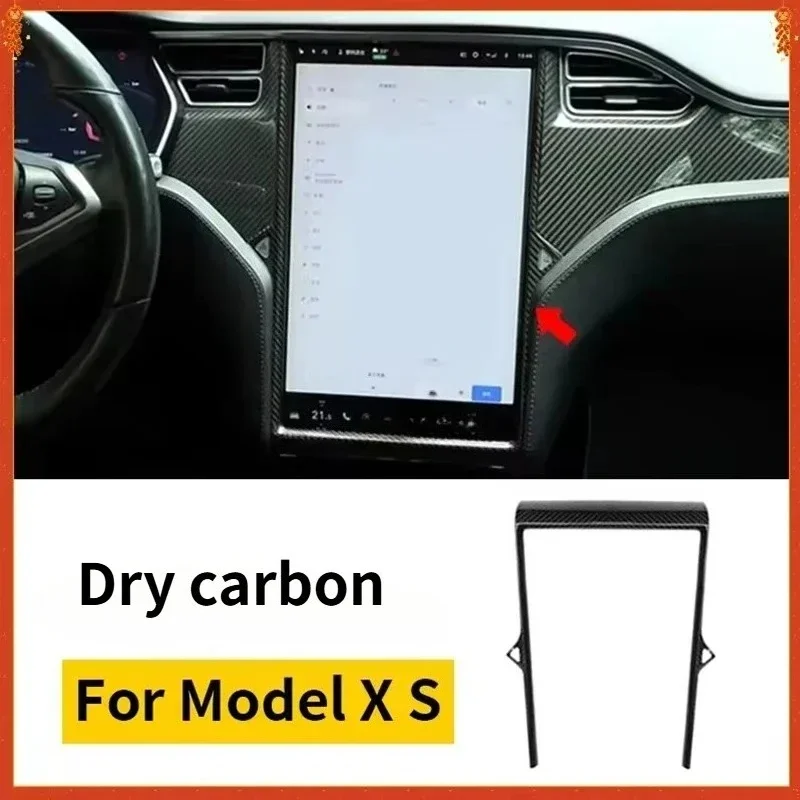 

For Tesla Model X S Real Dry Carbon Fiber 14-20 Central Control Display Frame Matte Interior Decoration Modification Accessories