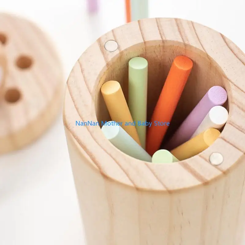 Crianças bastões pilhas quebra -cabeça com blocos construção cores