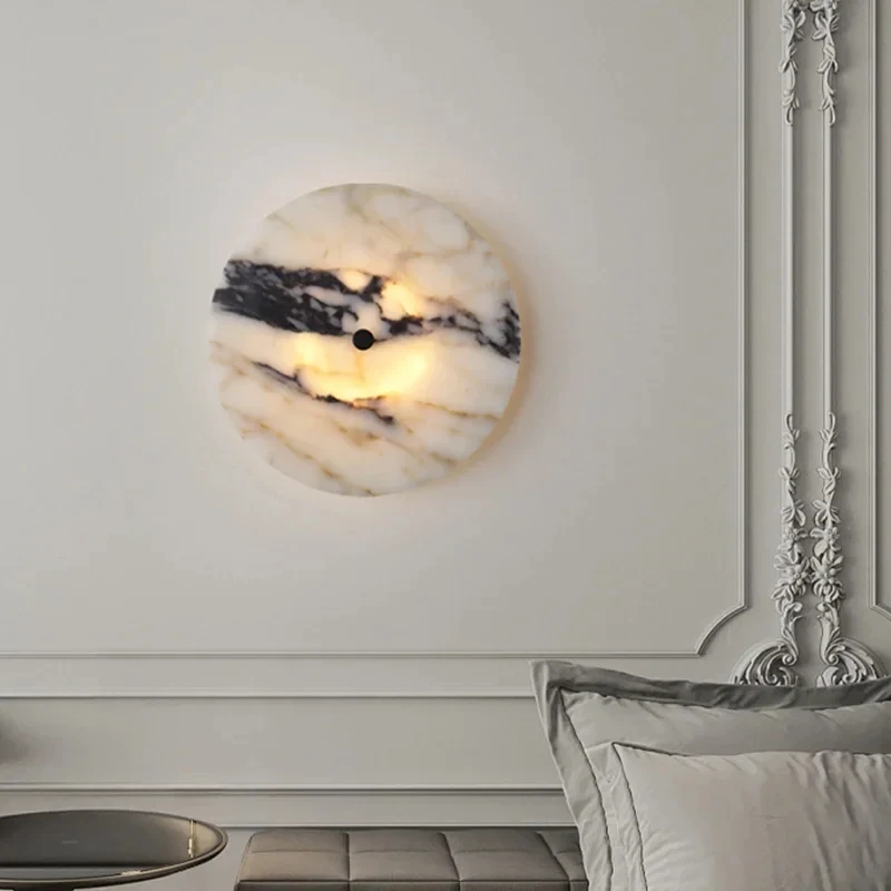 Nordic High-End Natural Marble Living Room Background Wall Bedroom LED Wall Lamps, Decorative Lights, Corridor Lighting Fixtures