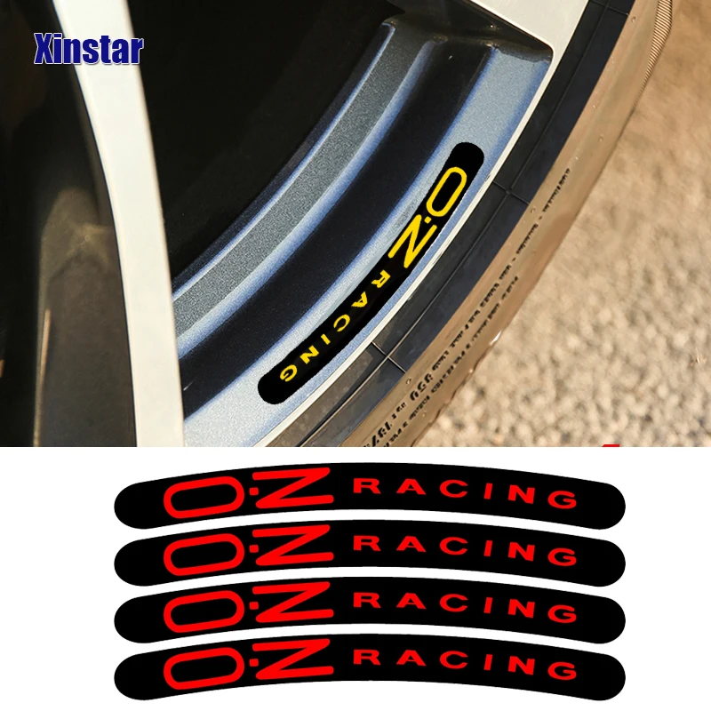 4Pcs OZ Racing Wheel Sticker For OZ Rally Racing Wheels Spoke Stickers Black Universal Auto Accessories