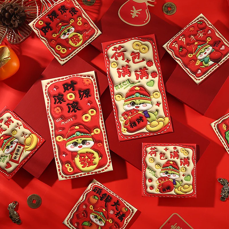 12Pcs Cute Snake Year Red Envelopes Creative Chinese Spring Festival Red Packet Traditional Lucky Money Pockets New Year Hongbao