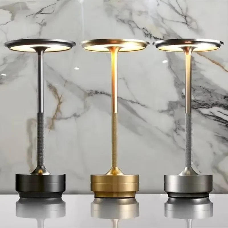 Touch Control Dimmable LED Night Light Aluminum Alloy Charging Bar Lamp Modern Metal Decorative Desk Lighting for Bedroom