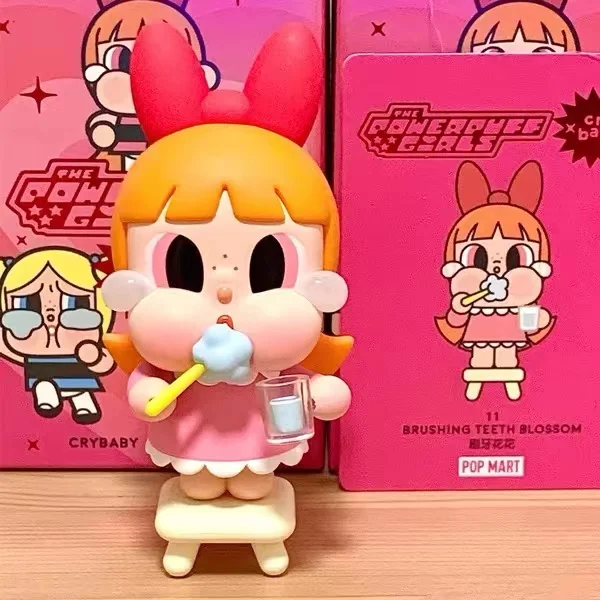 New Crybaby Powerpuff Girls Blossom Bubbles Buttercup Figure Pvc Model Doll Guess Toys Birthday Present Model Ornament