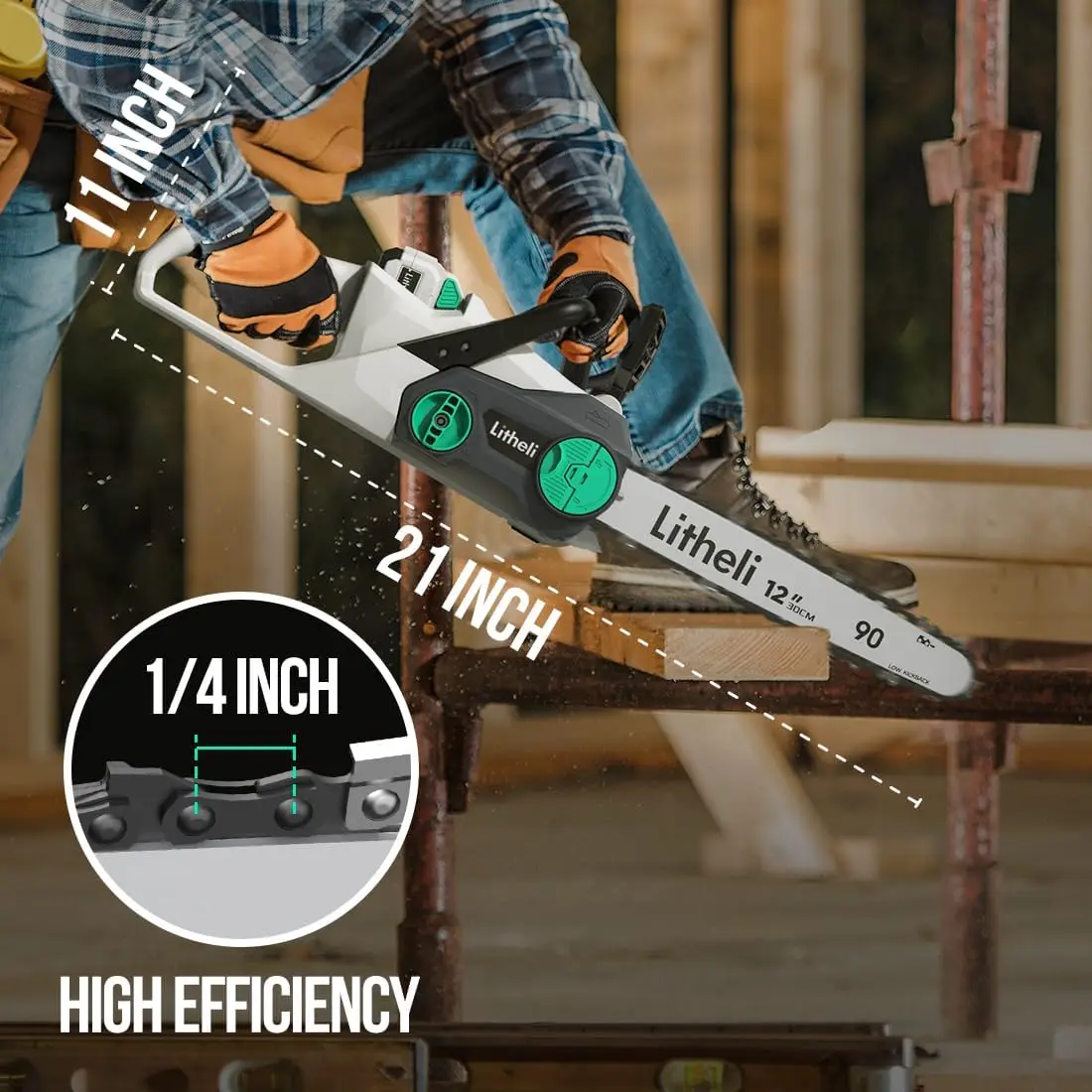 

Chainsaw 12", 40V Cordless Chainsaw, Chain Saw for Trees, with 2.0Ah Battery and Charger Included