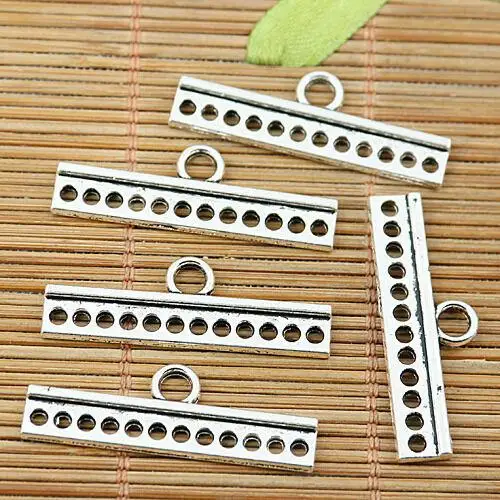 

15pcs 34*11.6mm loop 3.53mm holes:1.6mm tibetan silver tone 2sided 1-12hole bar connector EF1952