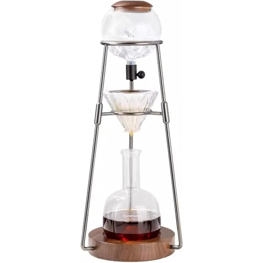 

Luxury Cold Brew Coffee Maker with Stainless Steel Stand Silver for Home and Office Use Creative Siphon Coffee Maker with Glass
