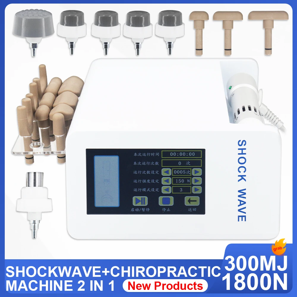 300MJ Shockwave Therapy Machine For ED Treatment Low Back Pain Relief 2 IN 1 Spinal Correction Massage Chiropractic Gun Newest